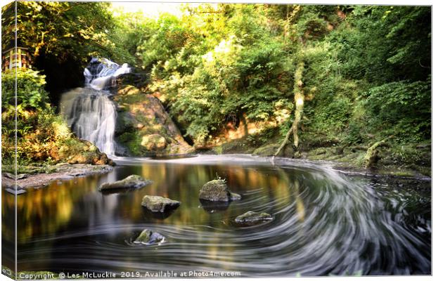Majestic Sandford Waterfall at Dusk Canvas Print by Les McLuckie