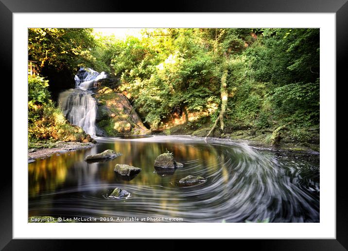 Majestic Sandford Waterfall at Dusk Framed Mounted Print by Les McLuckie