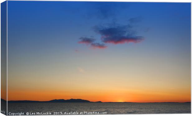 Majestic Sunset over Arran Canvas Print by Les McLuckie