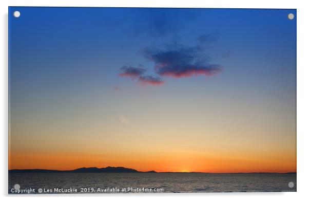 Majestic Sunset over Arran Acrylic by Les McLuckie
