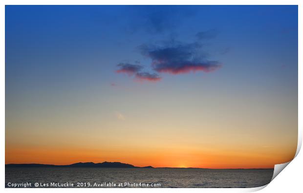 Majestic Sunset over Arran Print by Les McLuckie