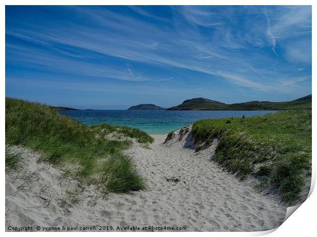 Vatersay beach, near Barra, Scottish islands Print by yvonne & paul carroll