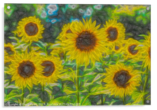 Art Of The Sunflower Acrylic by David Pyatt