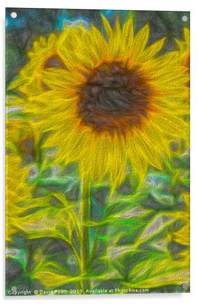 Art Of The Single Sunflower Acrylic by David Pyatt