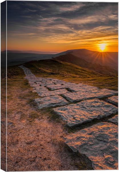 Mam Tor Sunset Canvas Print by Paul Andrews