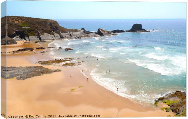 The Beach at Zambujeira do Mar Canvas Print by Roz Collins