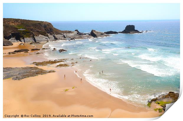 The Beach at Zambujeira do Mar Print by Roz Collins