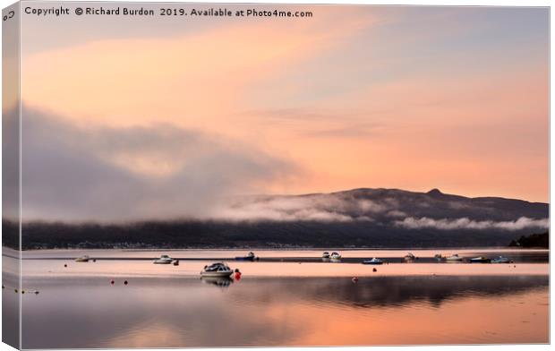 Misty Sunrise Over Loch Fyne Canvas Print by Richard Burdon
