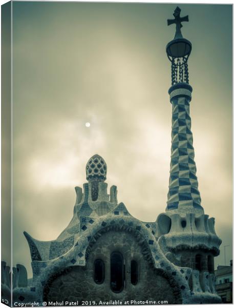 Porter's Lodge building in Parc Guell, Barcelona,  Canvas Print by Mehul Patel