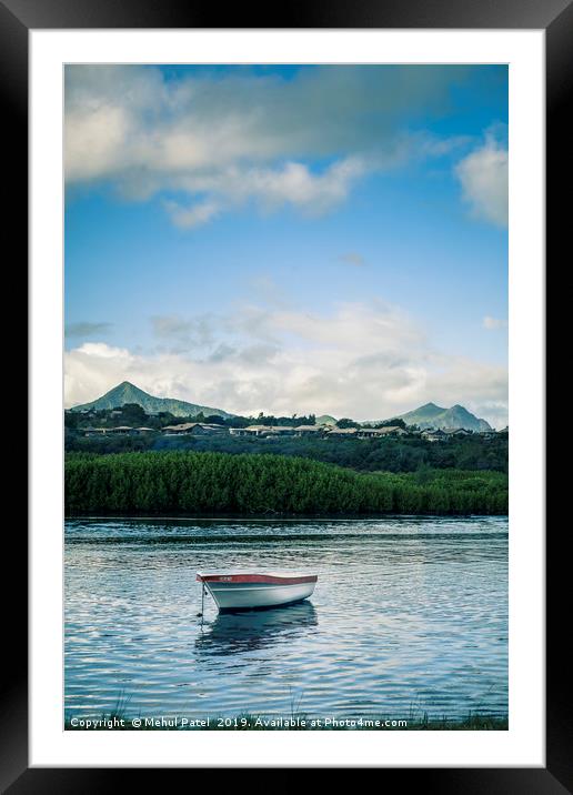 Small boat moored on the Grande Riviere Noire , Ma Framed Mounted Print by Mehul Patel