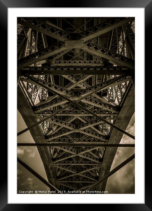 Split toned image of underside of ponte Dom Luis I Framed Mounted Print by Mehul Patel