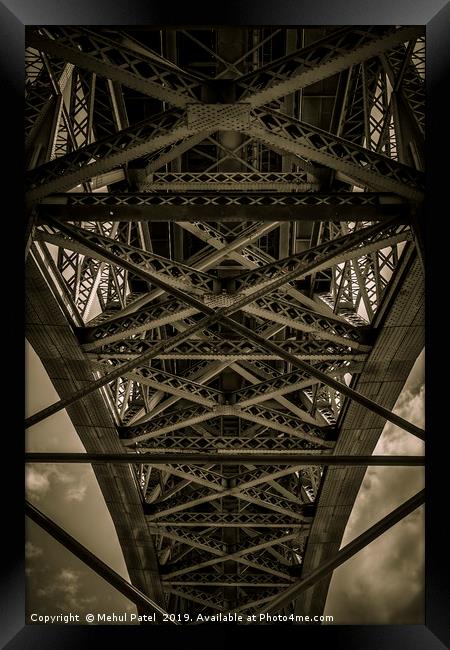 Split toned image of underside of ponte Dom Luis I Framed Print by Mehul Patel