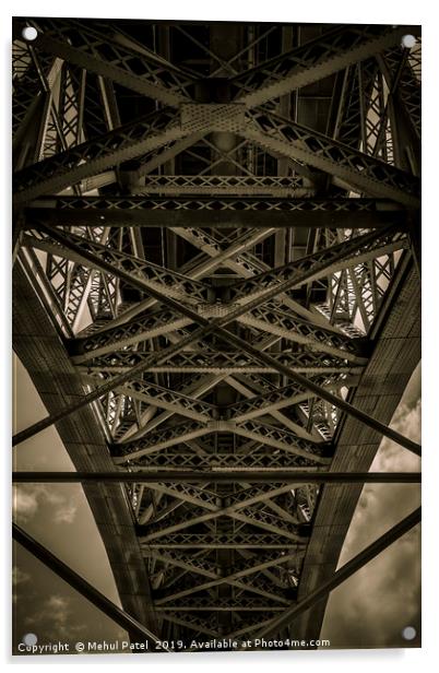 Split toned image of underside of ponte Dom Luis I Acrylic by Mehul Patel