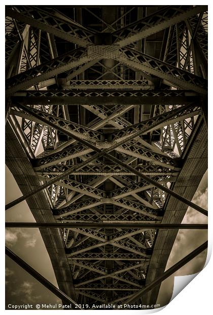 Split toned image of underside of ponte Dom Luis I Print by Mehul Patel