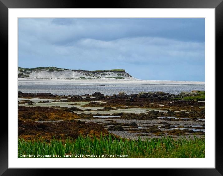 Beautiful beach and sand dunes at low tide on Uist Framed Mounted Print by yvonne & paul carroll