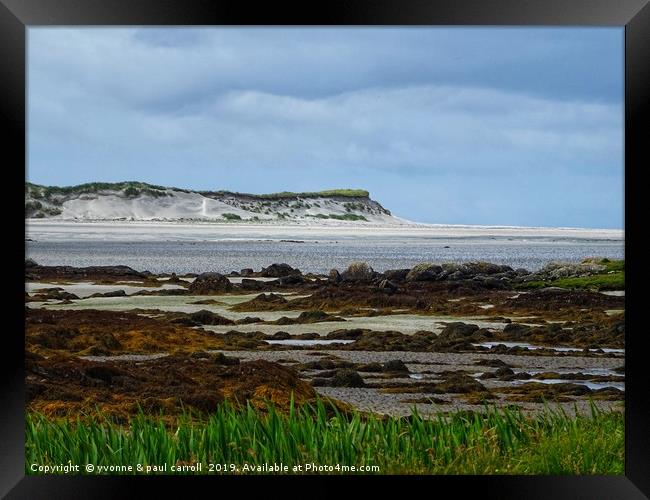 Beautiful beach and sand dunes at low tide on Uist Framed Print by yvonne & paul carroll