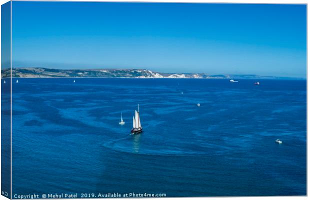 Tall ship cruising in the blue waters of Weymouth  Canvas Print by Mehul Patel