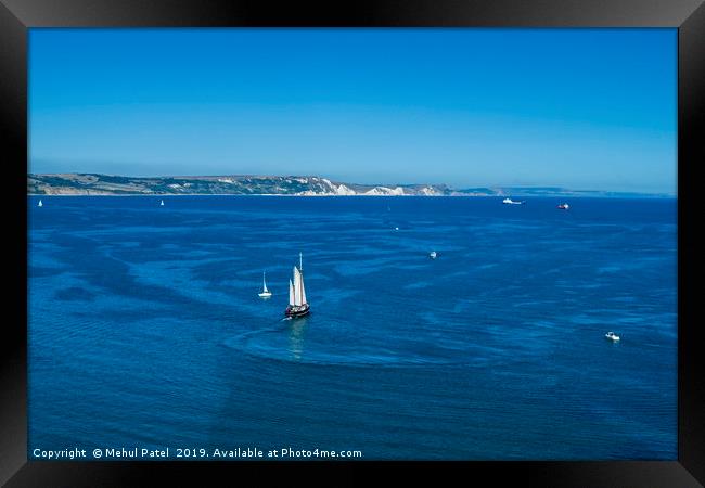 Tall ship cruising in the blue waters of Weymouth  Framed Print by Mehul Patel
