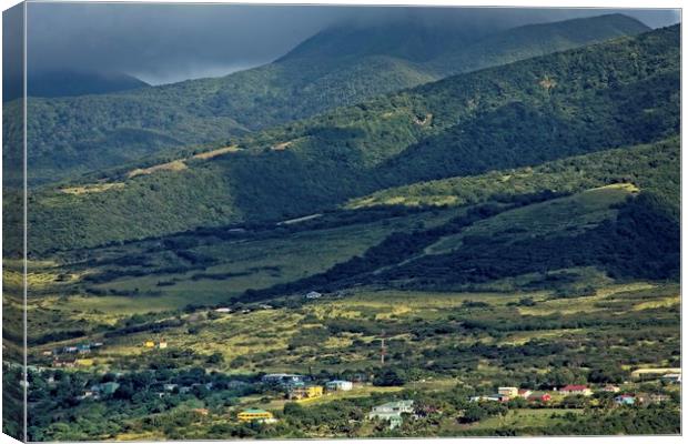 Green Hills of St Kitts from the Sea Canvas Print by Darryl Brooks