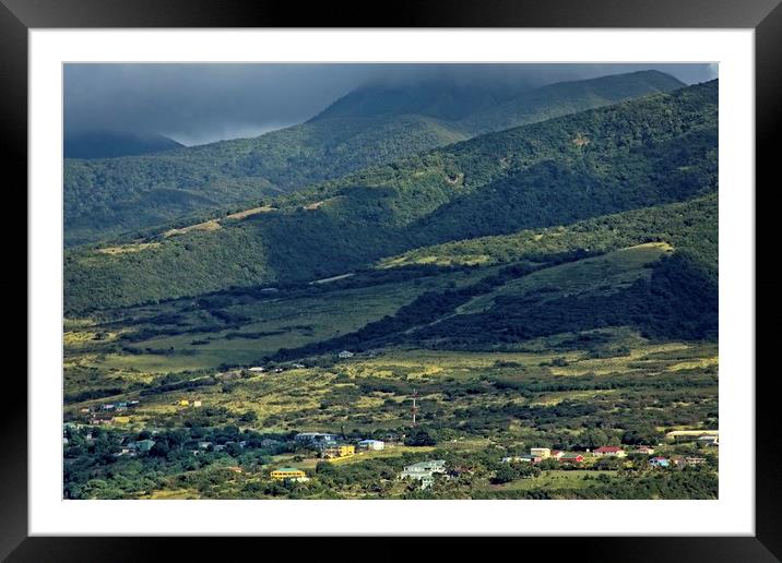Green Hills of St Kitts from the Sea Framed Mounted Print by Darryl Brooks
