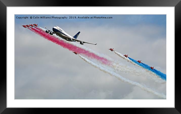 BOAC  747 with The Red Arrows Flypast - 1 Framed Mounted Print by Colin Williams Photography