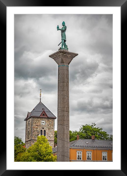 Trondheim Saint Olav Statue Framed Mounted Print by Antony McAulay