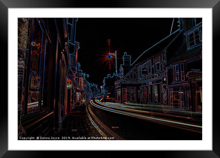 Whitstable in neon lights Framed Mounted Print by Donna Joyce