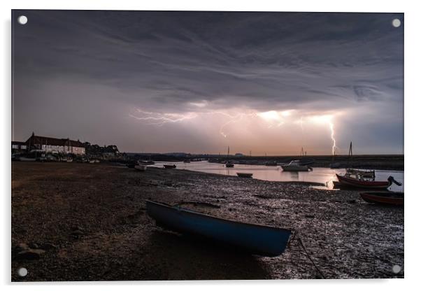 Lightning over Burnham Overy Staithe  Acrylic by Gary Pearson