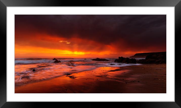  Sunset at Widemouth Bay, Cornwall.  Framed Mounted Print by Maggie McCall