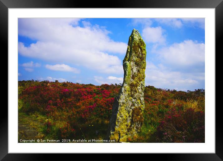 North Yorkshire Moors Standing Stone Framed Mounted Print by Ian Pettman