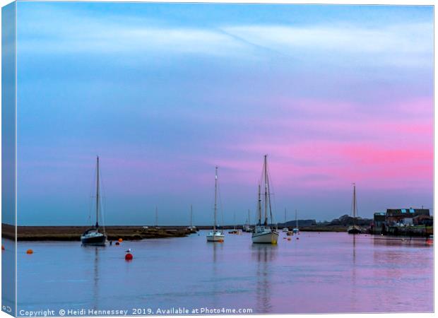 A Serene Evening on Wells Harbour Canvas Print by Heidi Hennessey