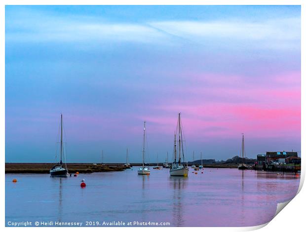 A Serene Evening on Wells Harbour Print by Heidi Hennessey