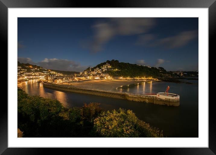 Looe Beach and Banjo Pier late evening Framed Mounted Print by Jim Peters