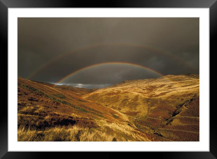 Double rainbow, Peak District Framed Mounted Print by Graham Light