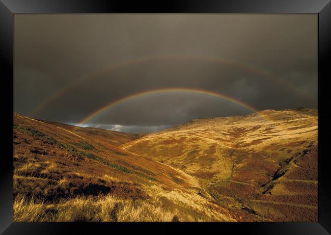 Double rainbow, Peak District Framed Print by Graham Light