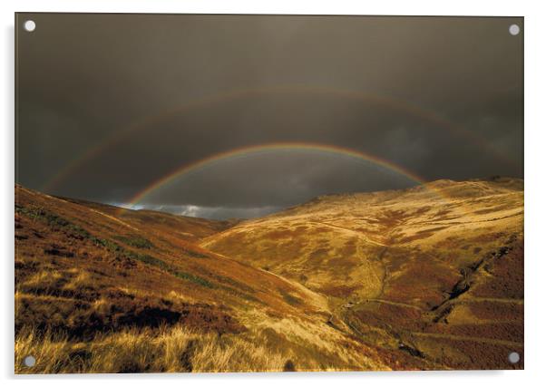 Double rainbow, Peak District Acrylic by Graham Light