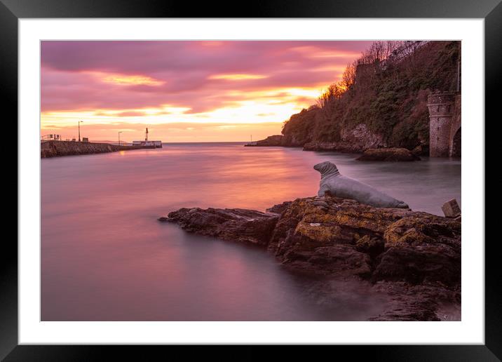 Sunrise in Looe Harbour at the Banjo pier Framed Mounted Print by Jim Peters