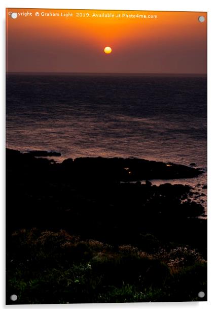 Setting sun over Cape Cornwall Acrylic by Graham Light