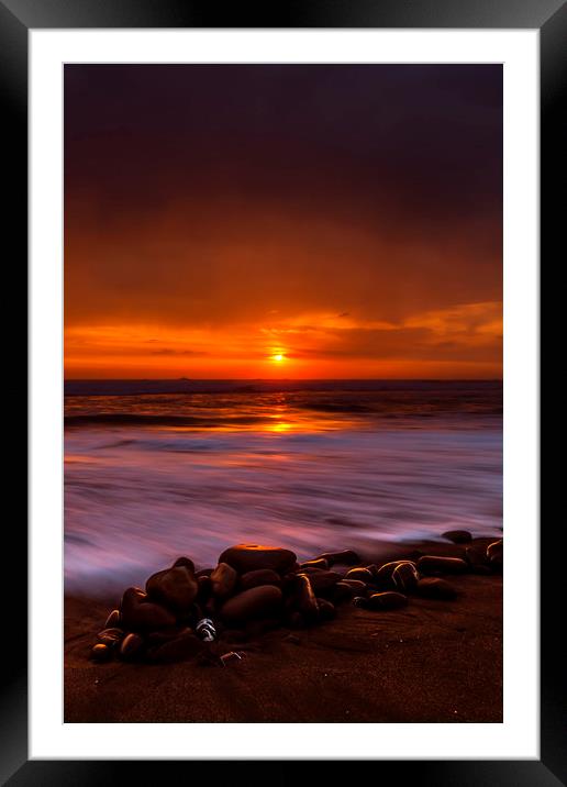 Sunset at Widemouth Bay, Cornwall.  Framed Mounted Print by Maggie McCall