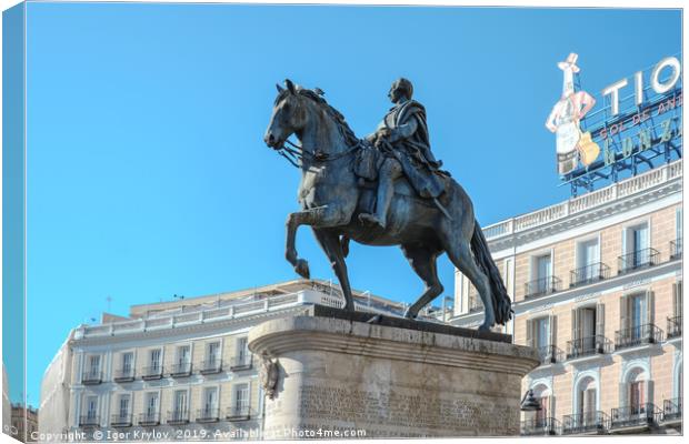 Monument of King Charles III in Madrid Canvas Print by Igor Krylov