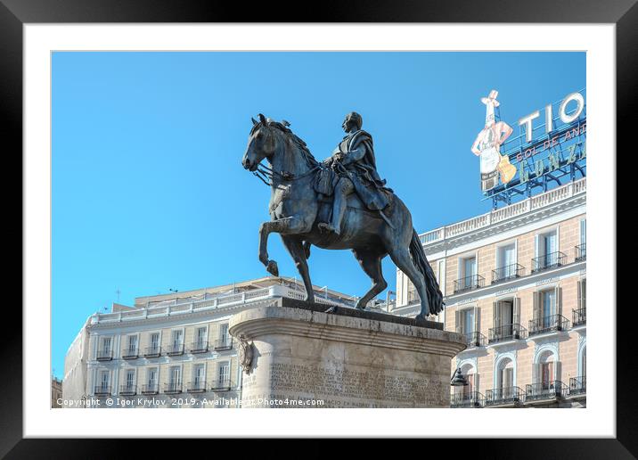 Monument of King Charles III in Madrid Framed Mounted Print by Igor Krylov