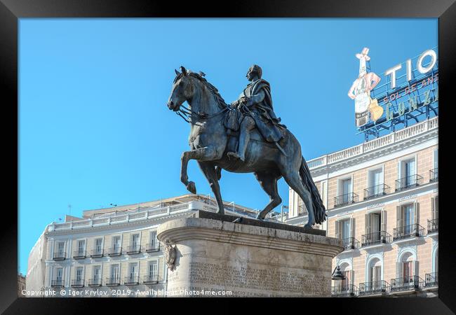 Monument of King Charles III in Madrid Framed Print by Igor Krylov