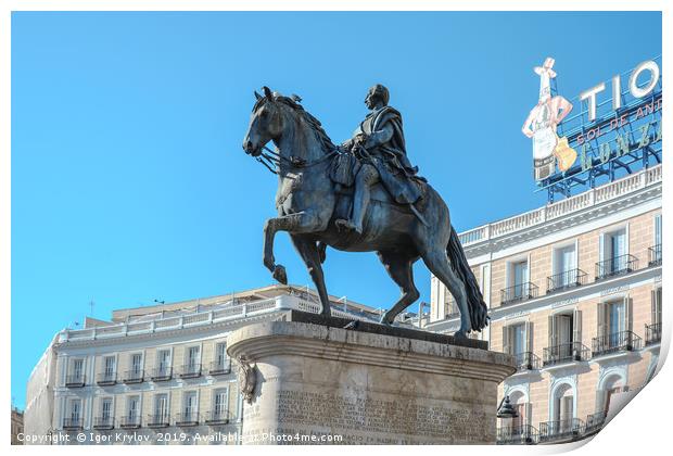 Monument of King Charles III in Madrid Print by Igor Krylov