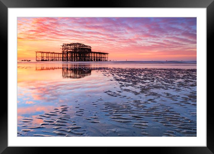 Sunrise over the West Pier (Brighton) Framed Mounted Print by Andrew Ray