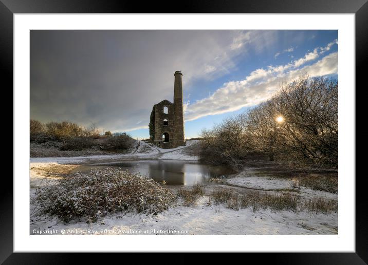 Late afternoon snow (United Downs) Framed Mounted Print by Andrew Ray