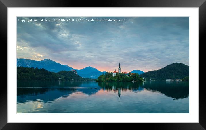 Lake Bled At Dawn With Ducks Framed Mounted Print by Phil Durkin DPAGB BPE4