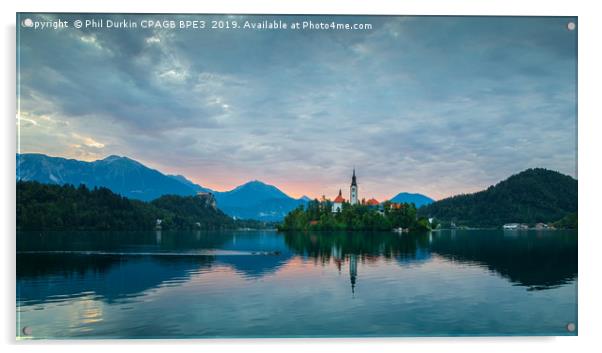 Lake Bled At Dawn With Ducks Acrylic by Phil Durkin DPAGB BPE4