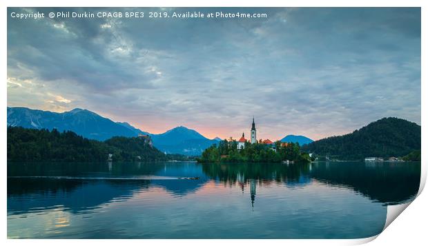 Lake Bled At Dawn With Ducks Print by Phil Durkin DPAGB BPE4