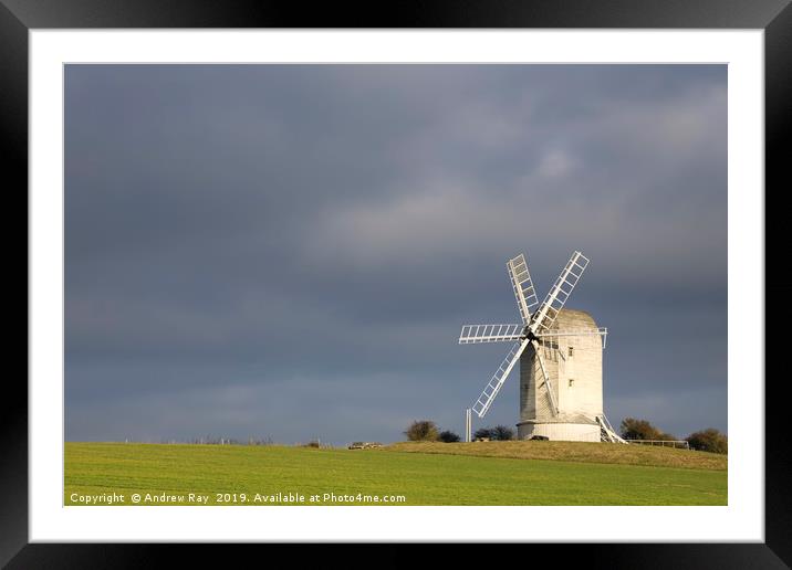 Stormy clouds behind Ashcombe Windmill Framed Mounted Print by Andrew Ray