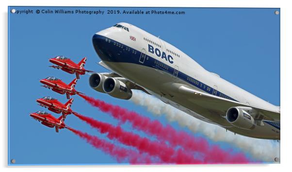 BOAC  747 with The Red Arrows Flypast - 4 Acrylic by Colin Williams Photography
